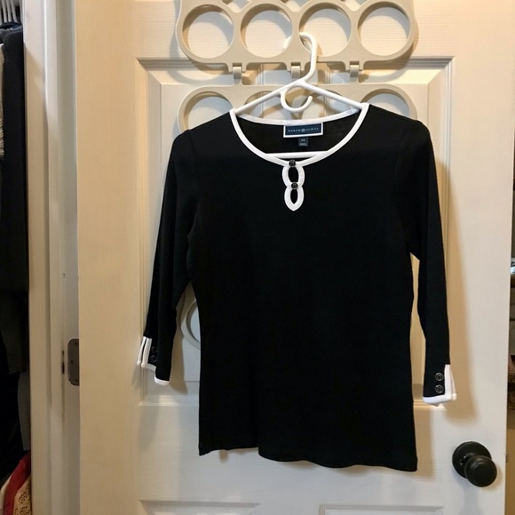 Karen Scott 3/4 Length Sleeve Shirt with Front Keyhole - Picture 2 of 6